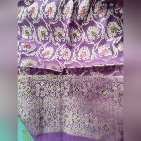 Banarsi Dupatta in Purple Meena Work - Picture 3 of 5